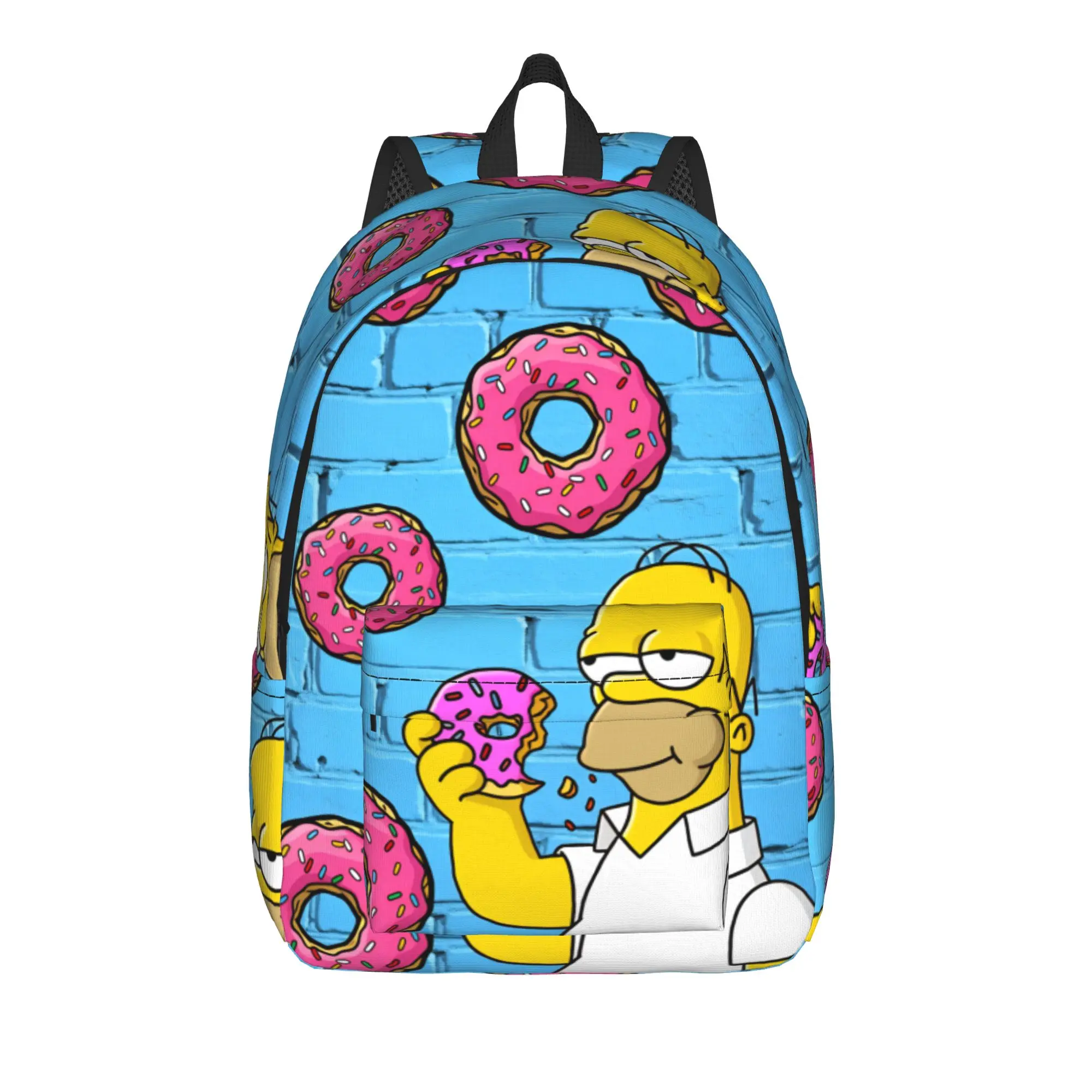 S-Simpsons Homer Donut Cartoon Backpack Male  Lightweight Backpacks Polyester Kawaii School Bags Travel Custom Rucksack