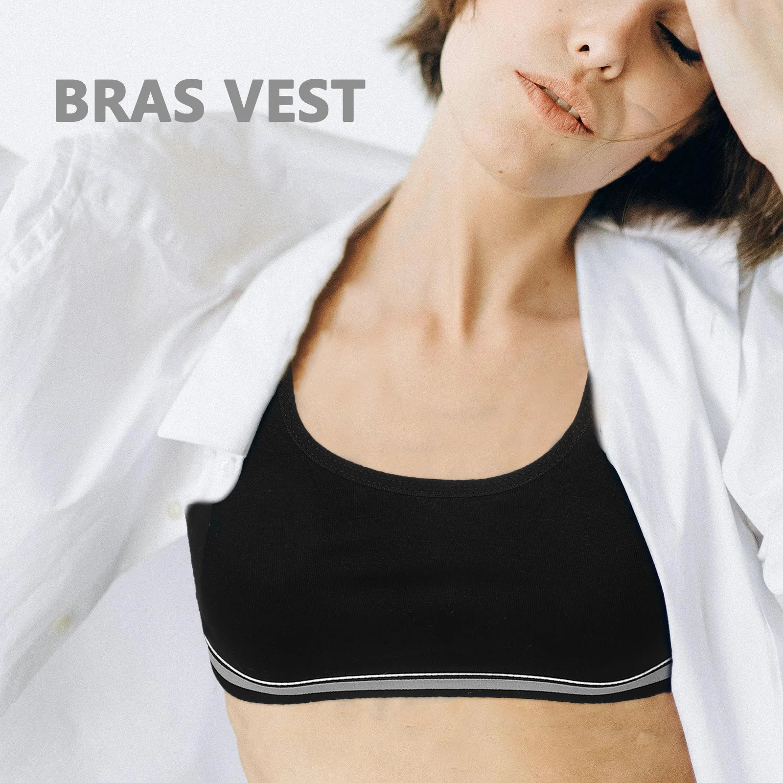 

4Pcs Cotton Sports Bras for Girls 12 Years Up - Lightweight Flexible Training Bras with Tank Top Design, Perfect for Sports