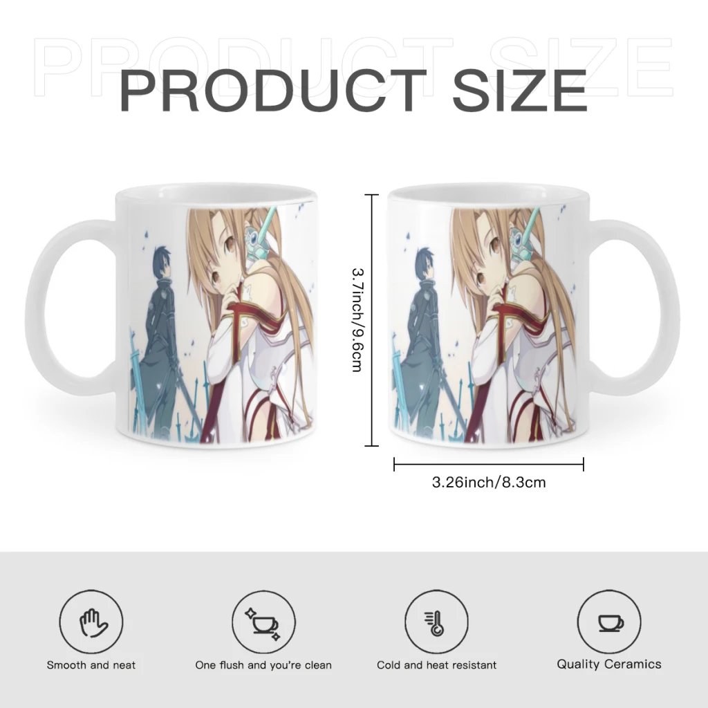 Anime Novel SAO Kirito Yuuki Asuna Free shipping 11OZ Coffee Mug Beer Mugs Tea Milk Cup For coffee Lovers Surprised Gift