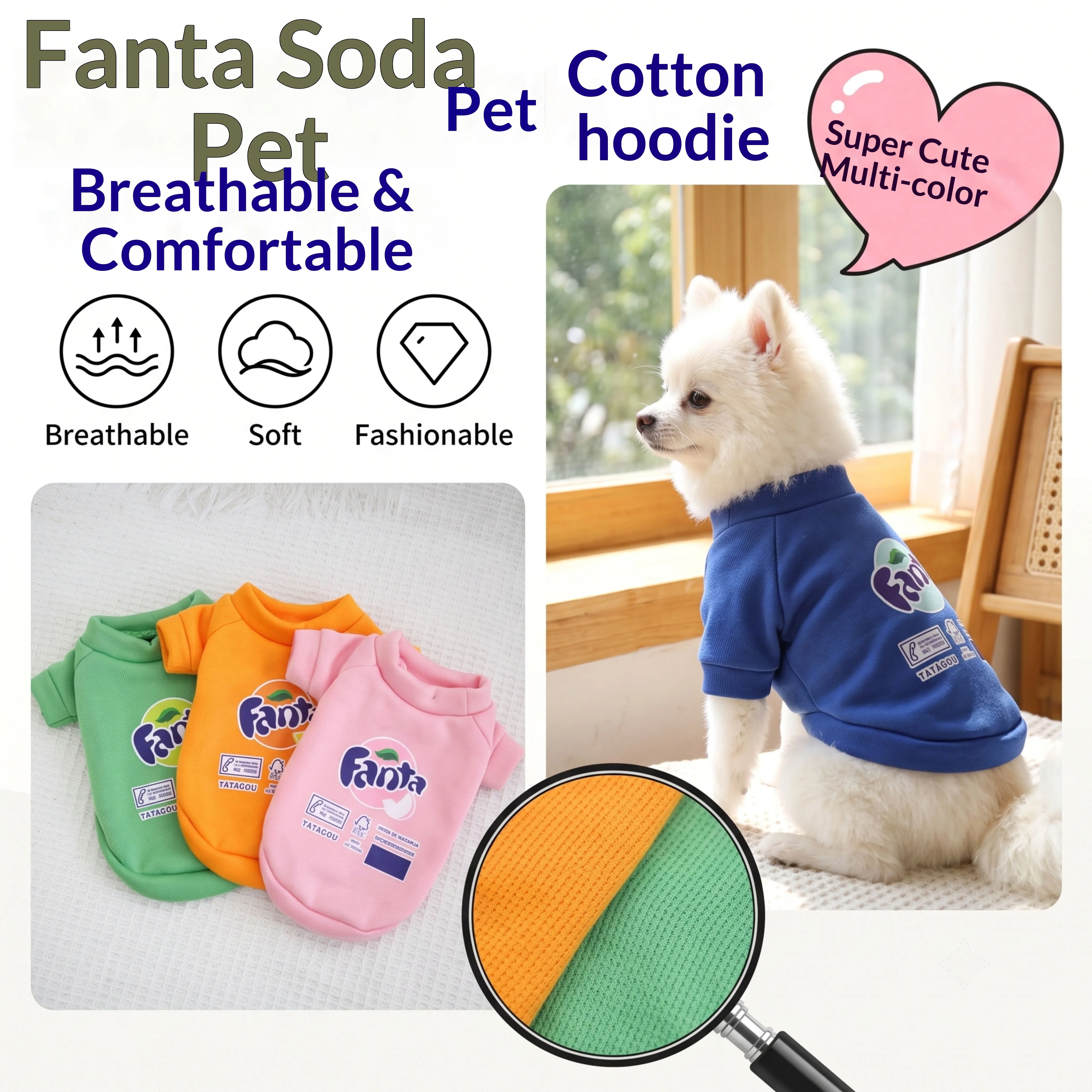 Trendiger bedruckter Haustier-Sweatshirt, weiche, atmungsaktive Welpen-Shirts, mehrfarbig, niedliches Outfit für kleine Hunde, Katzen, Frühling, Herbst, Alltagskleidung