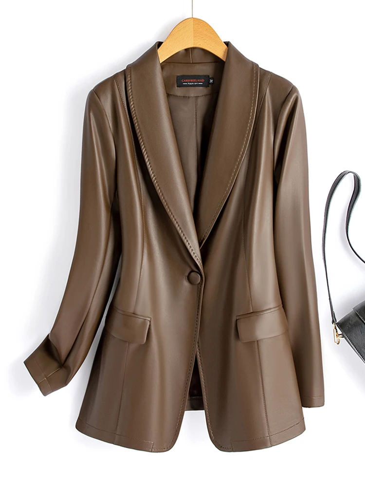   Ning 本革ジャケット レディース シープスキン スリムフィット 韓国版 レザーコート アウター 秋用