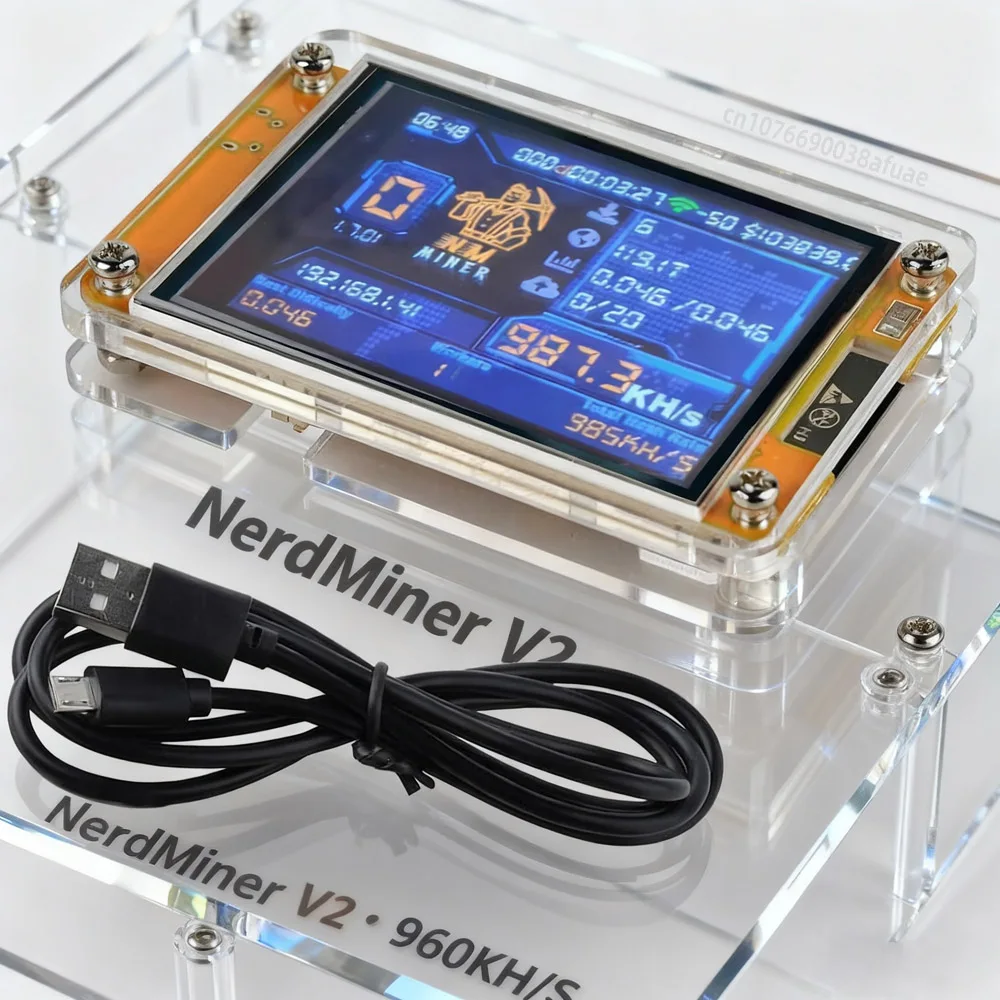 NMMiner NerdMiner V2 960KH/s Bitcoin Hashrate Lucky Miner ESP32 2.8 بوصة شاشة ذكية تشفير منفرد اليانصيب ESP32-2432S028R غرفة نوم #1