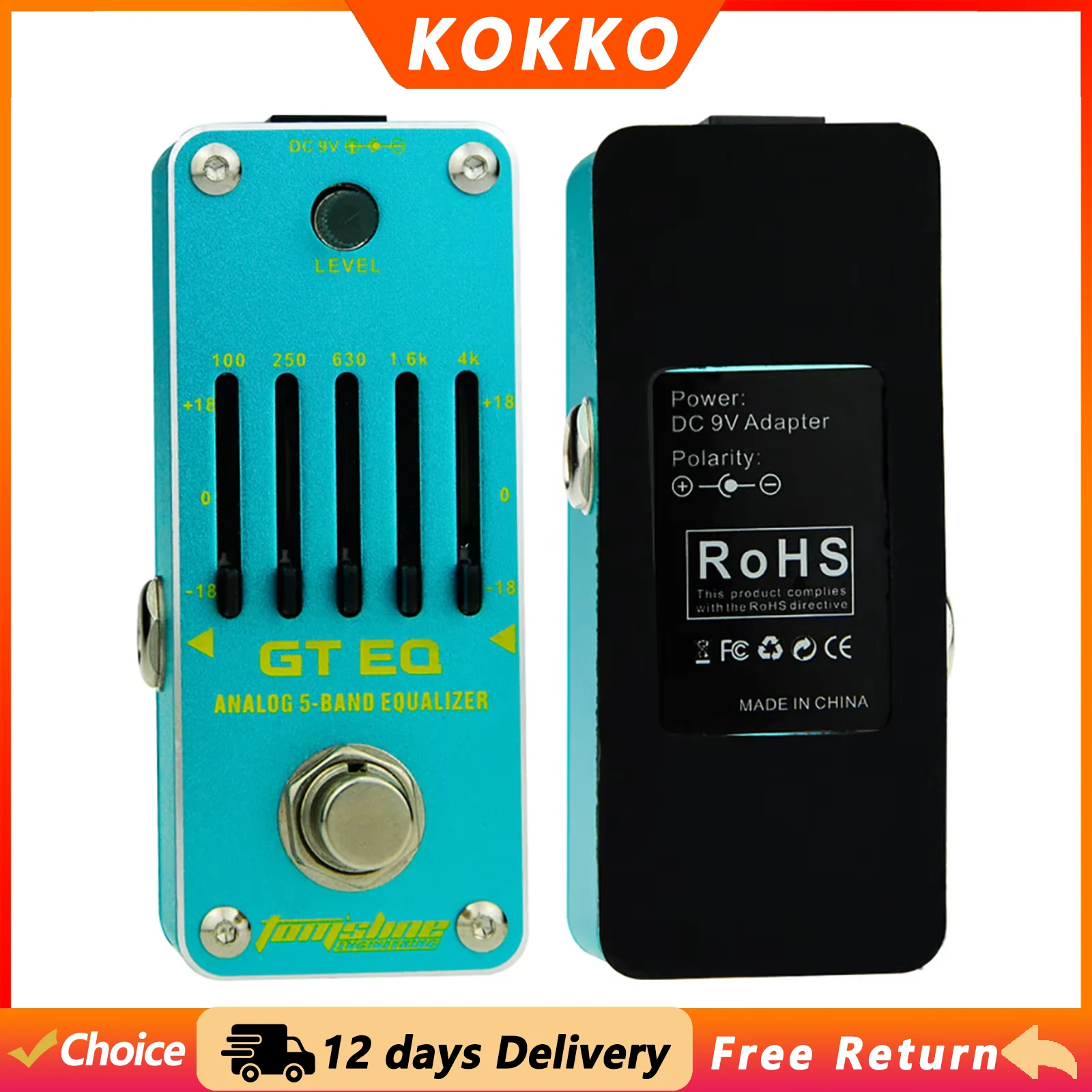 AROMA AEG-3 Electric Guitar 5-Band EQ Effect Pedal Analog 5-Band Equalizer True Bypass Pedal Guitar Parts & Accessories