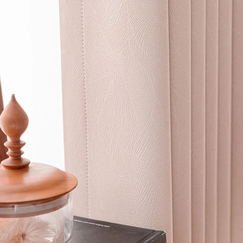 1pc Dual Color Leaf Texture Curtains, Full Light Blocking Insulation, Cream Style Custom Drapes for Bedroom Living Room