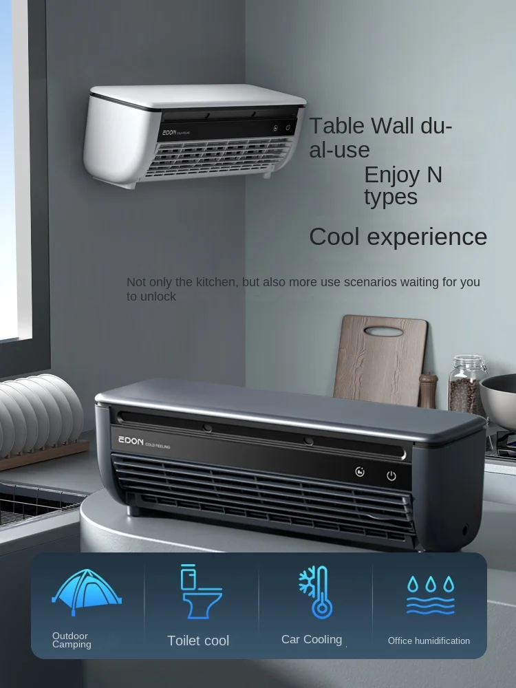 ZC-Climatiseur de Cuisine, Ventilateur Mural Rechargeable, Nouveauté Indispensable