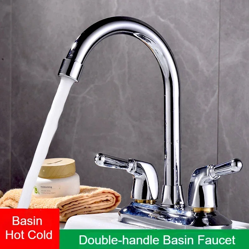 

Смесители для ванной комнаты с двойной ручкой, хромированный смеситель для умывальника, бытовой смеситель для туалета, настенный смеситель для горячей и холодной воды