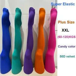 120KGS Plus Size Women Sexy Pantyhose Candy Color Warm Tights Multicolo 50D Velvet Stockings Spring Autumn Super Elastic