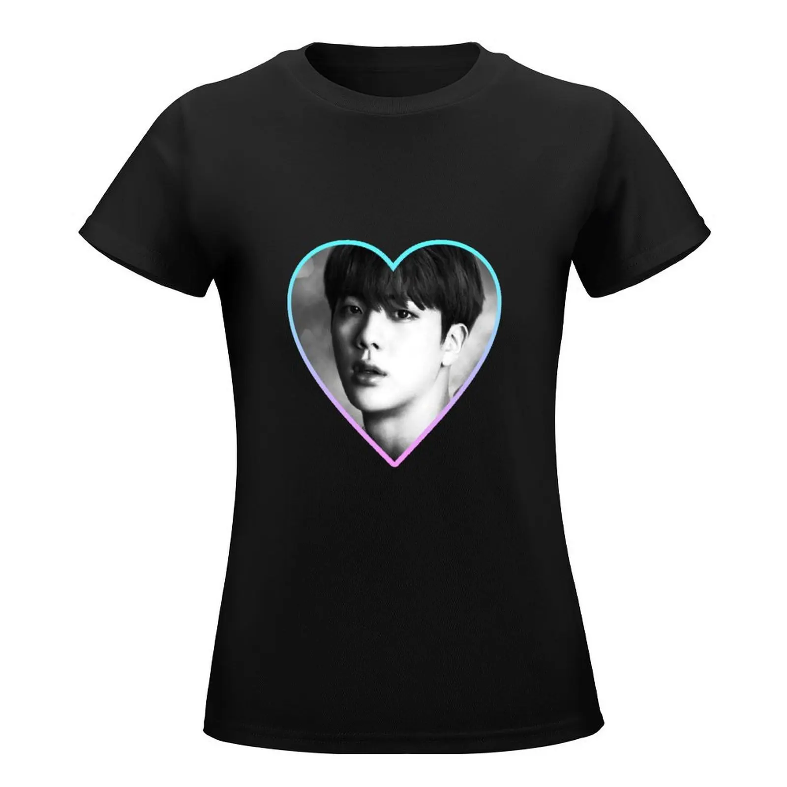 Jin Love Heart T-Shirt Aesthetic clothing graphics shirts graphic tees cropped t shirts for Women