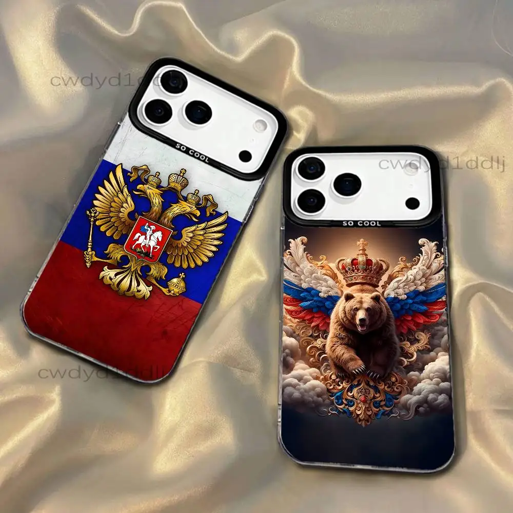 

Russia Russian Flag For iPhone 17,16,15,14,13,12,X,8,Pro,Max,Plus,SE4,Air,Mini Black IMD Matte Case