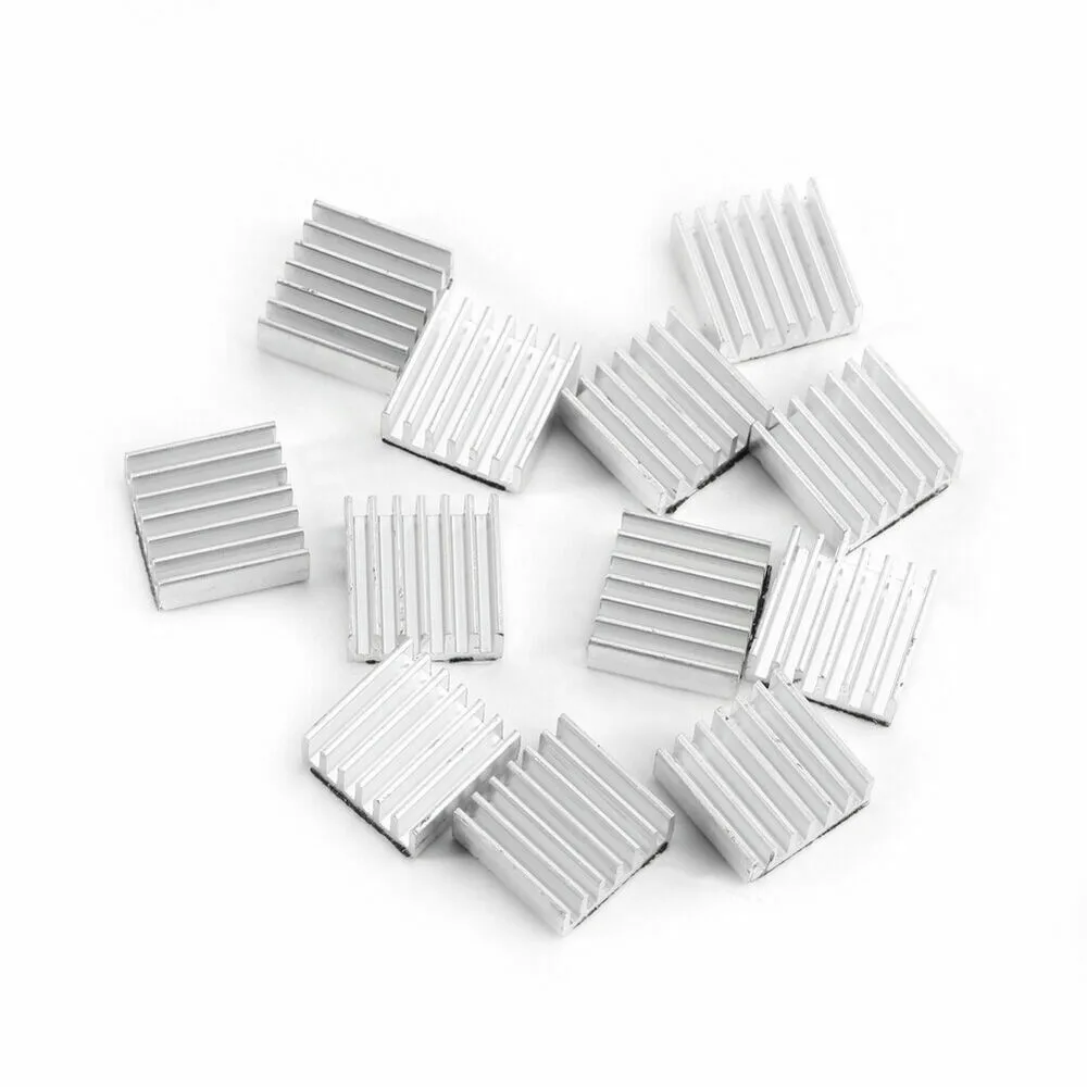 12PCS Aluminum Radiator Heatsinks with Glue on Back 14x14x6mm for Cooling CPUs GPUs Power Electronics and LED Lighting Equipment