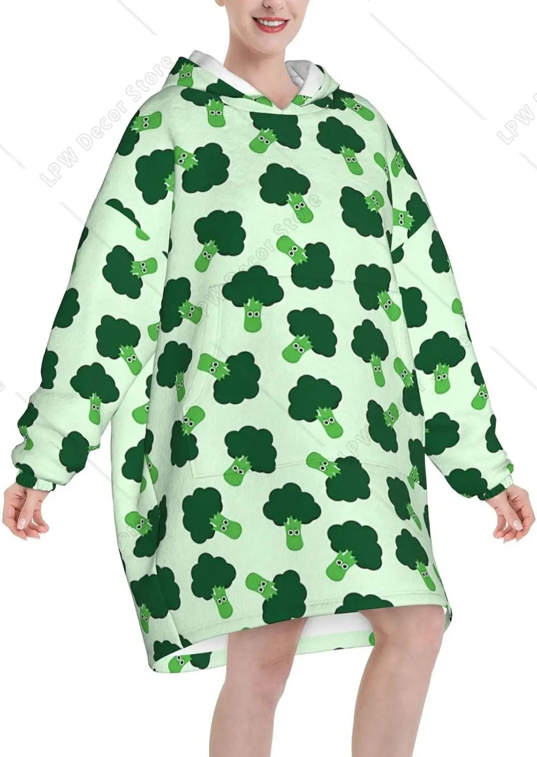 Happy Broccoli Blanket Hoodies For Women And Men Adult Oversize Wearable Blanket Hoodies For Soft And Warm