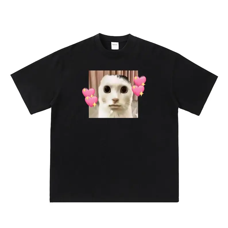 Cursed Cat Meme Shirt, cat with human face shirt, weird meme shirt, weird cat face  t-shirt