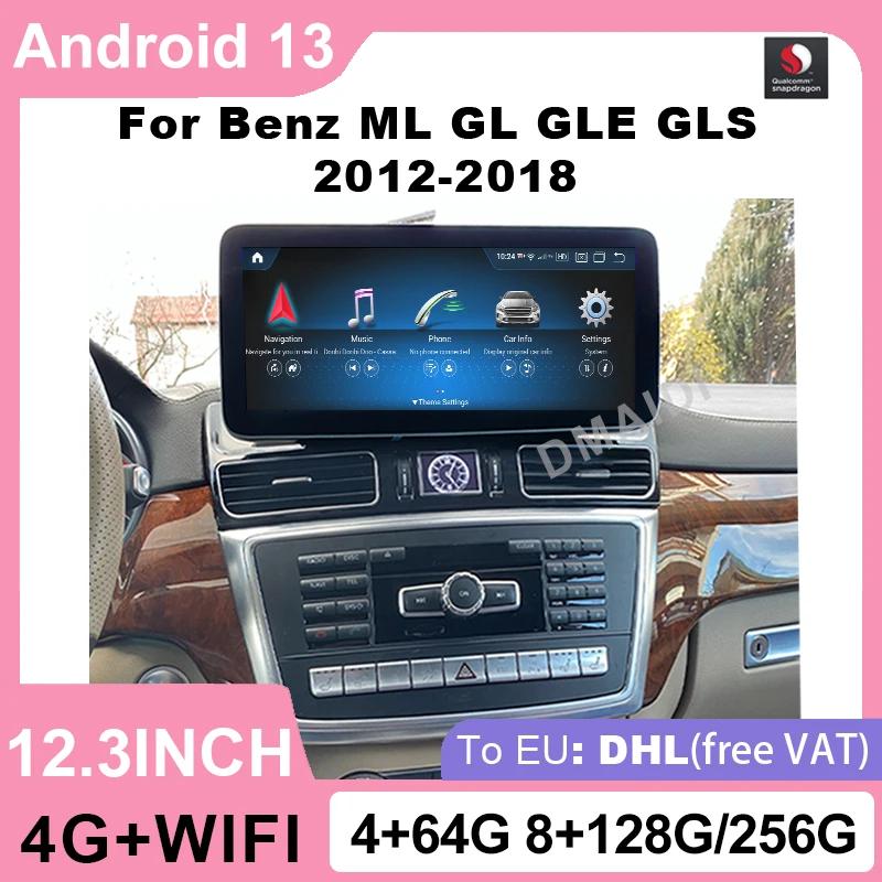 

Qualcomm 12.3" Android 13 GPS Navi Autoradio For Mercedes Benz ML GL GLE GLS W166 X166 2012-2018 Car Multimedia Screen Carplay