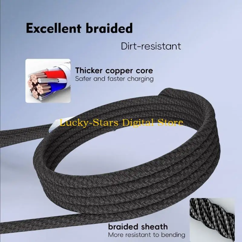 

T3EE USB C Кабель для нескольких зарядных устройств 100 Вт 5 в 1 Быстрая зарядка для планшета SmartWatch с плетеным шнуром