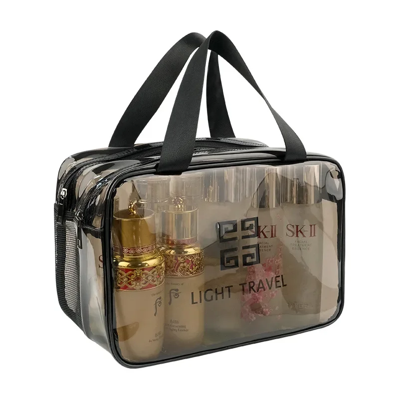 New Transparent Cosmetic Bag PVC Women Double-layer Makeup Bag Beauty Case Travel essentials cosmetic organizer Storage Wash Bag