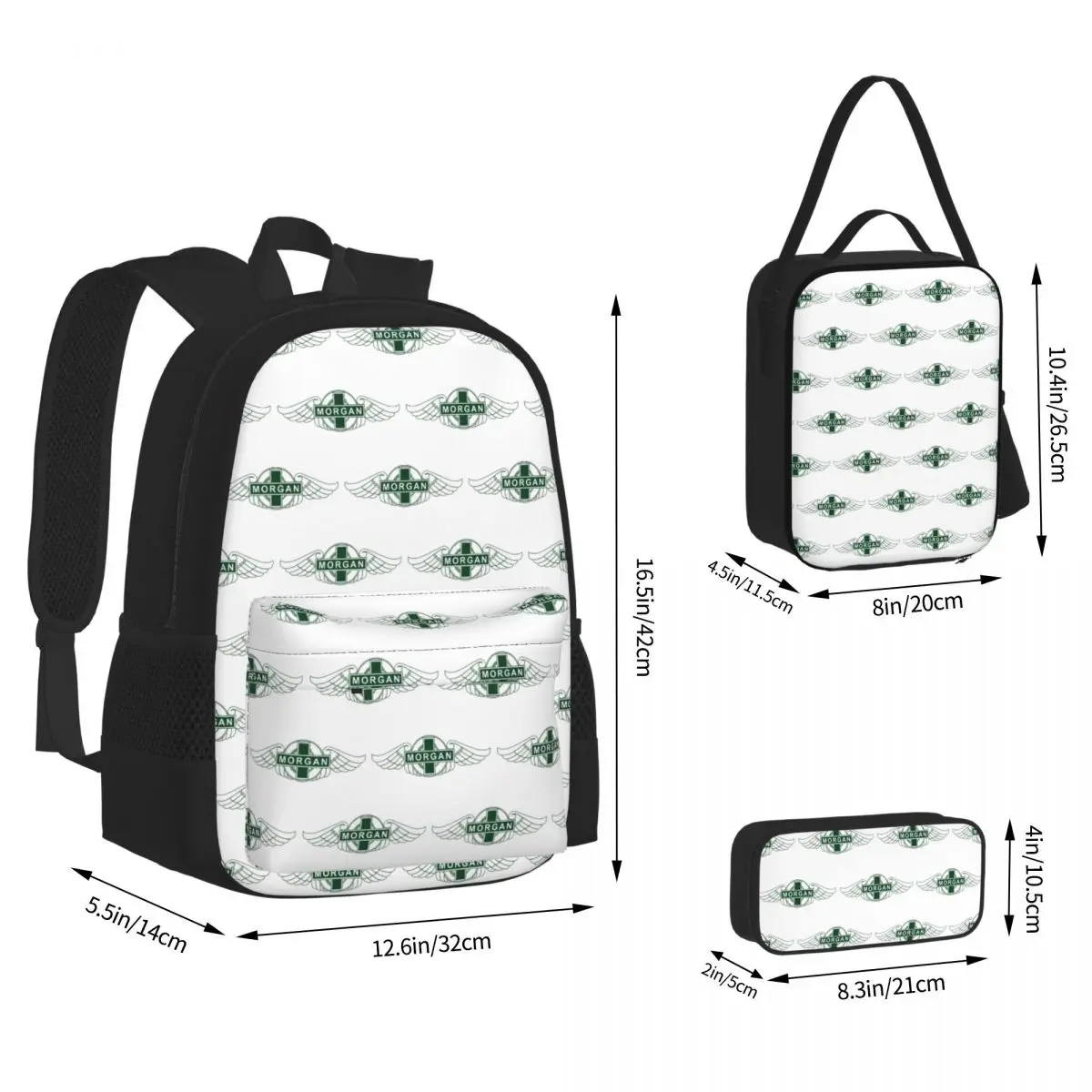 Morgan Motor Car Company Backpacks Boys Girls Bookbag Children School Bags Kids Rucksack Lunch Bag Pen Bag Three-Piece Set