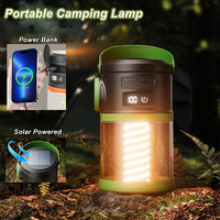 Portable Camping Lamp 5-in-1 Modes Lanterns Solar Outdoor Emergency Lighting Waterproof Solar and USB Charge for Camping Tent