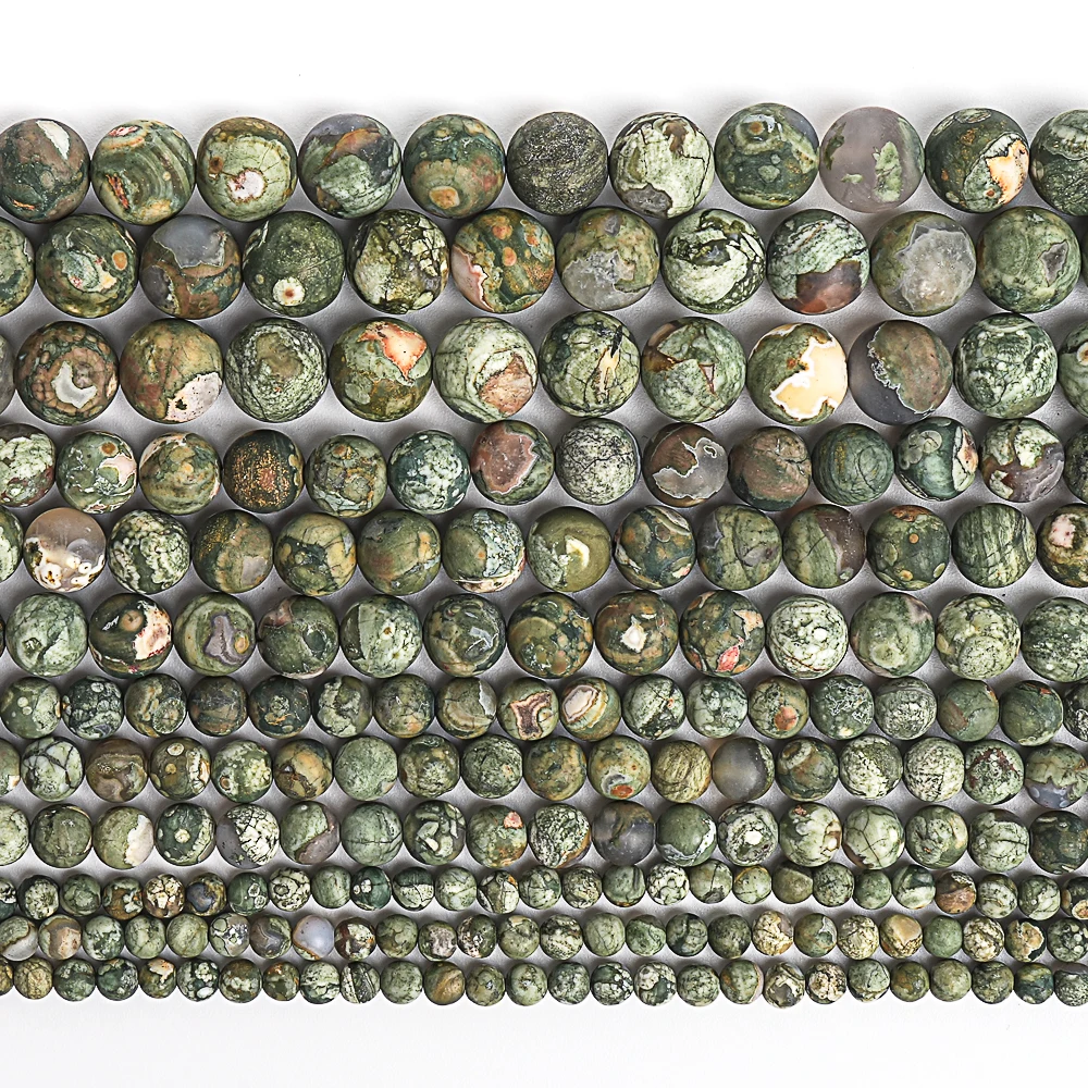 Natural Rhyolite Beads Strands Green Round Loose Beads For Jewelry Making DIY Bracelet Accessories 4/6/8/10MM