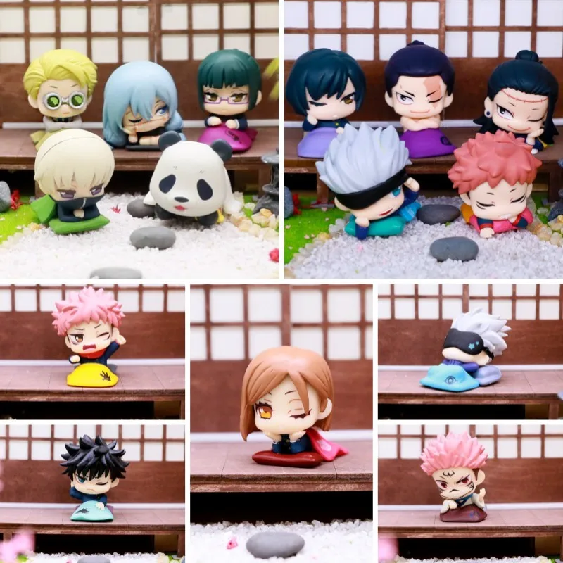 Mini Jujutsu Kaisen Sleeping Figure Gojo Satoru Itadori Yuji Megumi Maki Toge bambole modello in Pvc figurine da collezione giocattoli carini