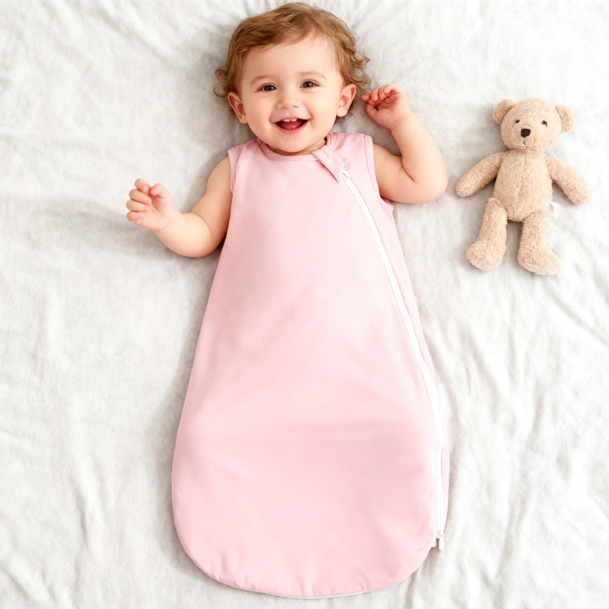 0.5 tog 夏用新生児用防衝撃寝袋パジャマ ベビーパジャマ 軽量ジッパー付きクロールスーツ 踢き防止コットン寝袋