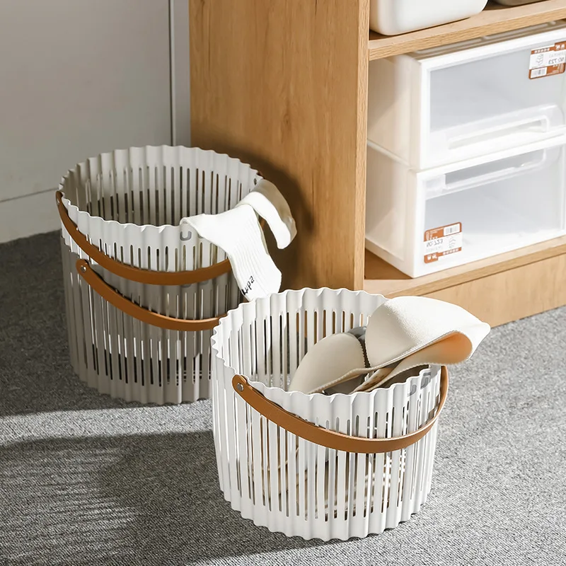 Plastic Bathroom Clothing Basket Woven Picnic Small Hand-held Vegetable Frame Fruit Tabletop Storage Basket Home Furnishings