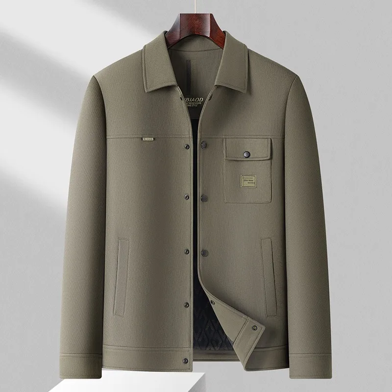 

2025 Autumn Men's Fashion Lapel Jacket Classic Solid Color Business Casual Jackets Versatile Social Party Coats Men Clothing