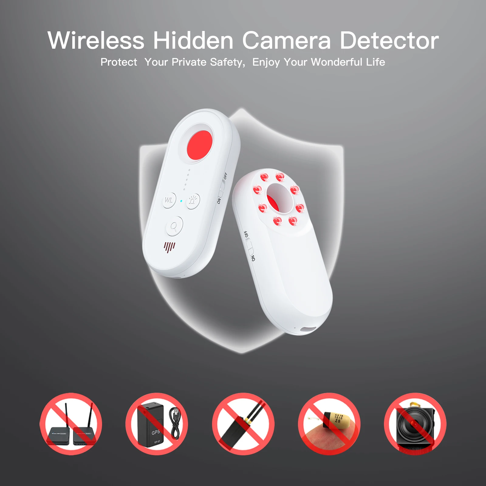 Hidden Camera Bug Detectors Anti Spy Detector RF Signal Scanner Device Detector for GPS Tracker Listening Device Camera Finder