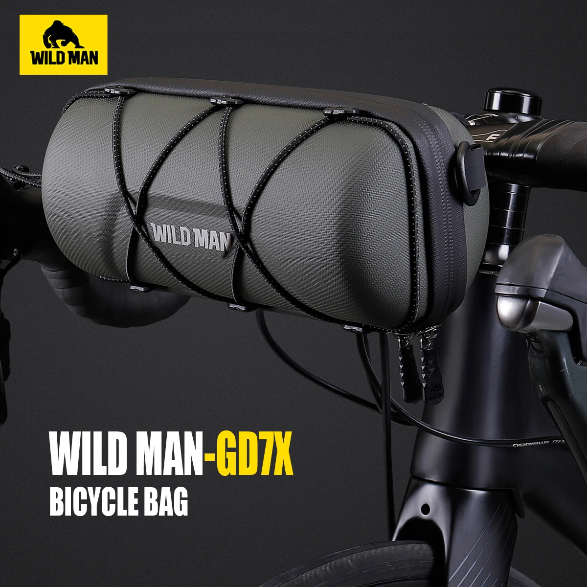 WILD MAN Folding Bike Head Bag, EVA Hard Shell, Mountain And Road Bike Handlebar Bag, Quick-Release, Bike Front Riding Bag