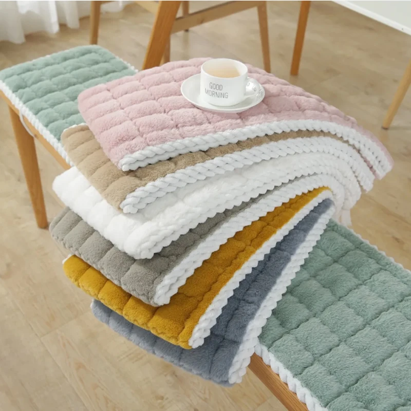 Soft épaississement bande de peluche coussin en bois massif canapé carte coussin chaussures tabouret coussin décoration d'intérieur différentes tailles pour une utilisation en hiver