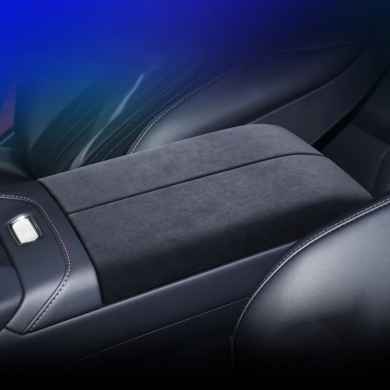 

For ZEEKR 001 Ultra 001Max 2026, Car Italian Suede Overlay On The Central Console Armrest Box Panel Trim Cover Trim Accessories