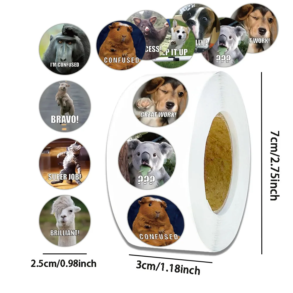 500PCS Animal Expression Funny Stickers Realistic Polka Dot Desktop Stationery Storage Box Phone Case Decorative Stickers