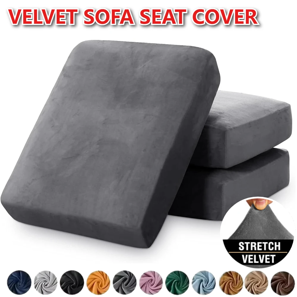 Velvet Sofa Cushion Covers for Living Room Plush Sofa Seat Cover Soft Stretch Sofas Couch Slipcover Furniture Protector