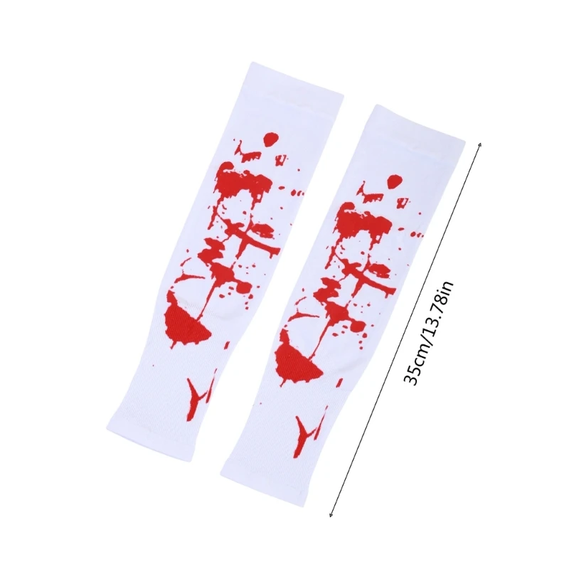 ถุงมือถุงมือปั่นจักรยานฮาโลวีนแบบไม่มีนิ้วพร้อมลายเลือดแขนยาวสีจับคู่ถุงมือผู้หญิงผู้ชายกลางแจ้งขี่จักรยานเดินป่าปลอกแขน