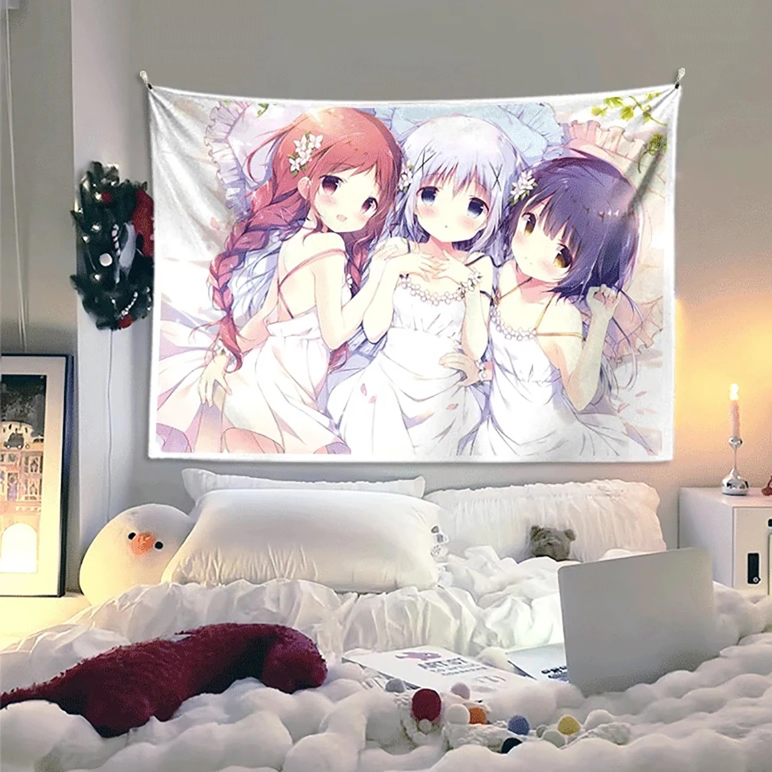 Kawaii-Stil Mädchen hängen Tuch Cartoon Schlafsaal Schlafzimmer Nachttisch Wandteppich Hintergrund Tuch Miethaus dekorative Tuch