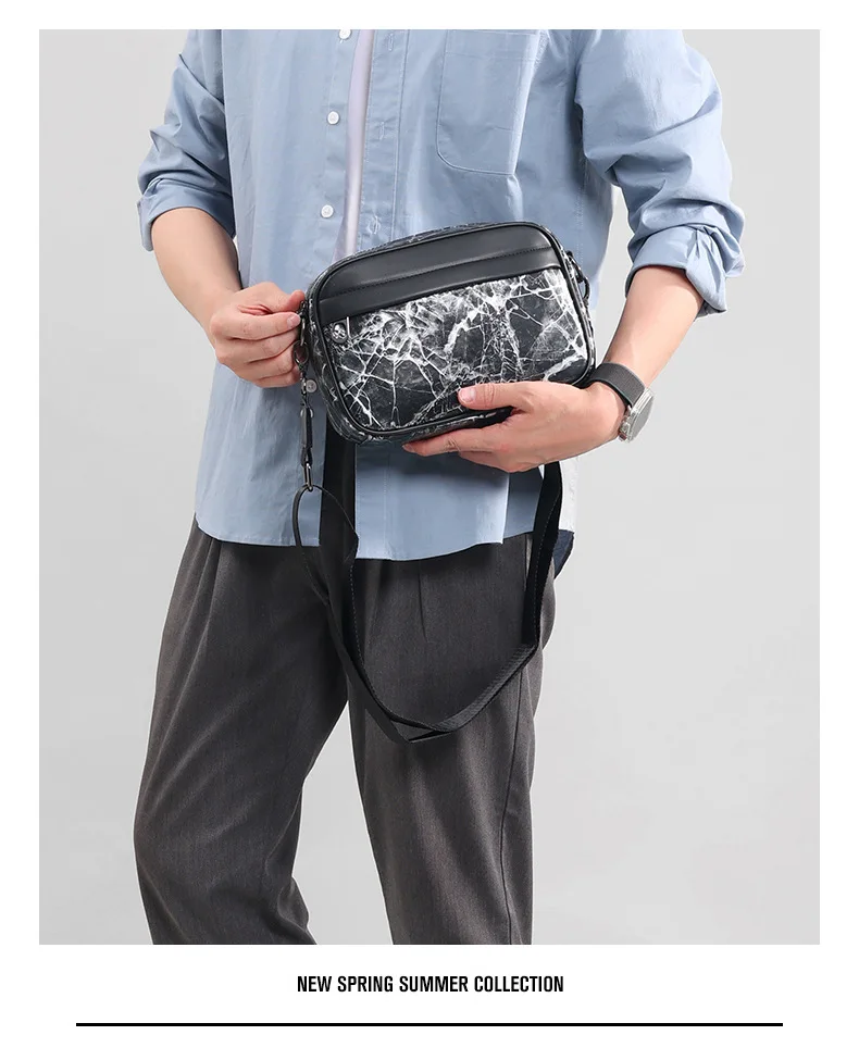 Neue Modische Umhängetasche für Männer und Frauen, Weiche Leder-Schultertasche, Koreanischer Stil, Rechteckige Umhängetasche, Unisex-Geldbörse – Detail 16