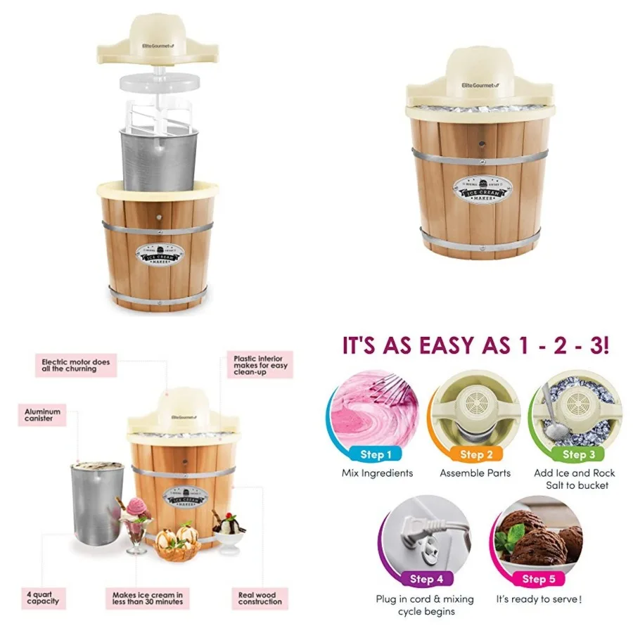 

EIM-924LX 4 quart Old Fashioned Electric Ice Cream Maker, Pine Bucket