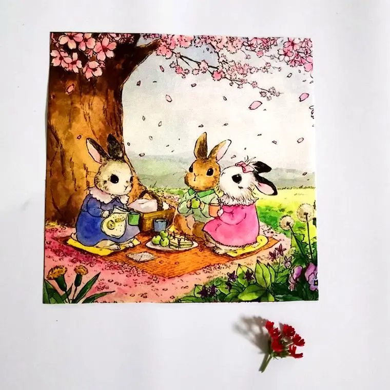 7pcs/lot Digital Printed Cloth Rabbit Fabric Handmade Diy Patchwork Quilting Decora Patchwork Thick Cotton and Linen  Warp