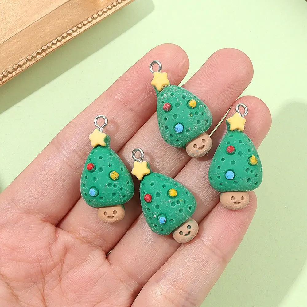 2/10/18pcs Green Resin Christmas Tree Pendant, Used for DIY Bracelets, Necklaces, Earrings, Ankle Chain Decorative Accessories
