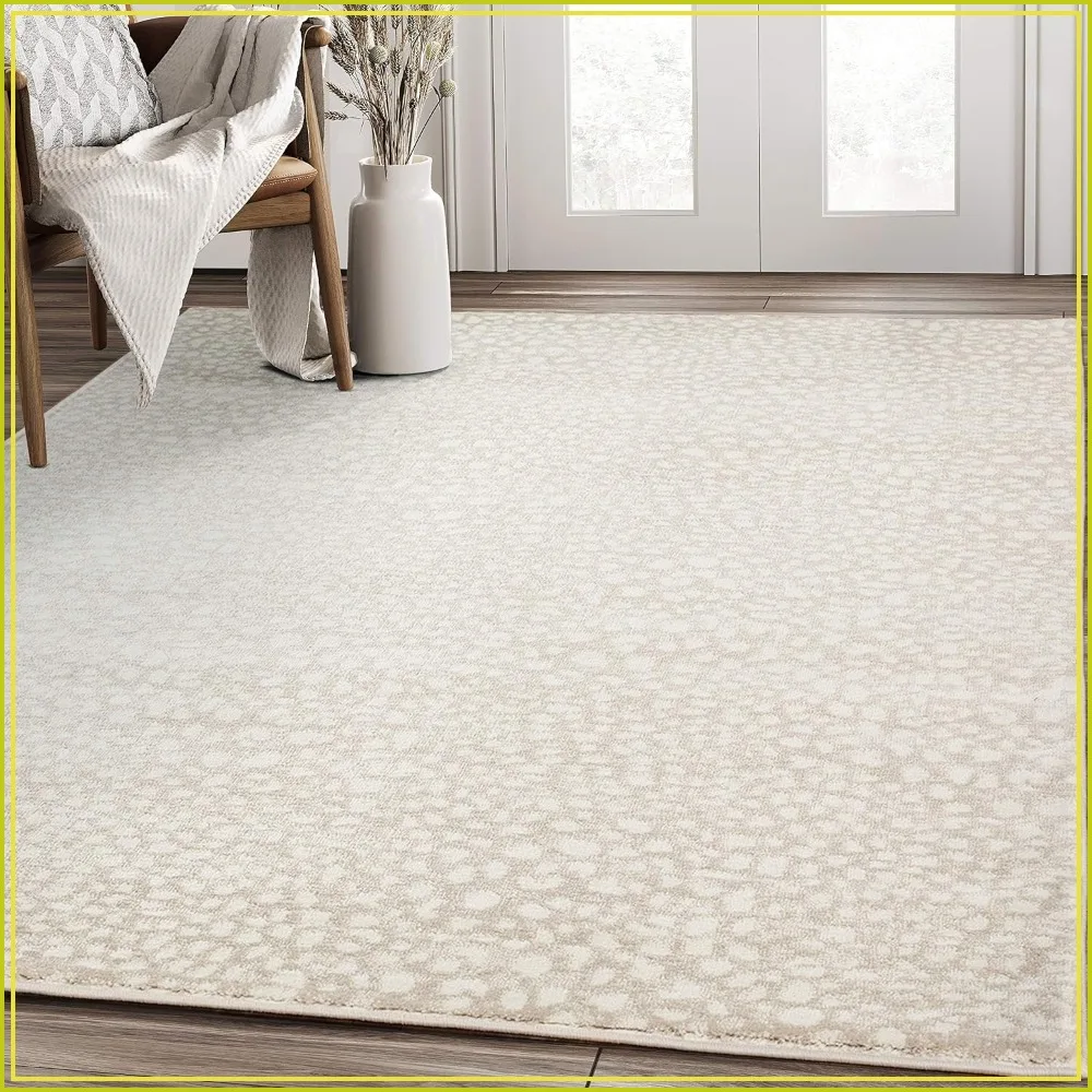 White Cheetah Print Area Rug 5'3