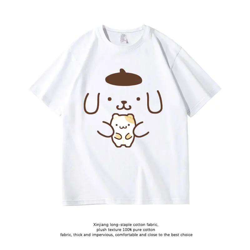 

Pudding dog Sanrio Short sleeve men's and women's 100% cotton T-shirt cute Japanese summer children's short sleeve clothes