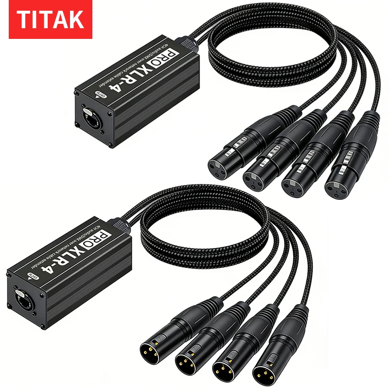 PRO XLR-4 4CH XLR Female to RJ45 Extender, Audio DMX over Ethernet for Stage Sound Lighting Professional Audio System