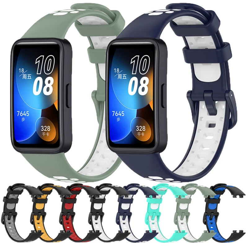 Strap For Huawei Band 9/8 Soft Silicone Bracelet Sport Wristband Replacement Two-Color Watchband For Huawei Band 8 Band9 Correa