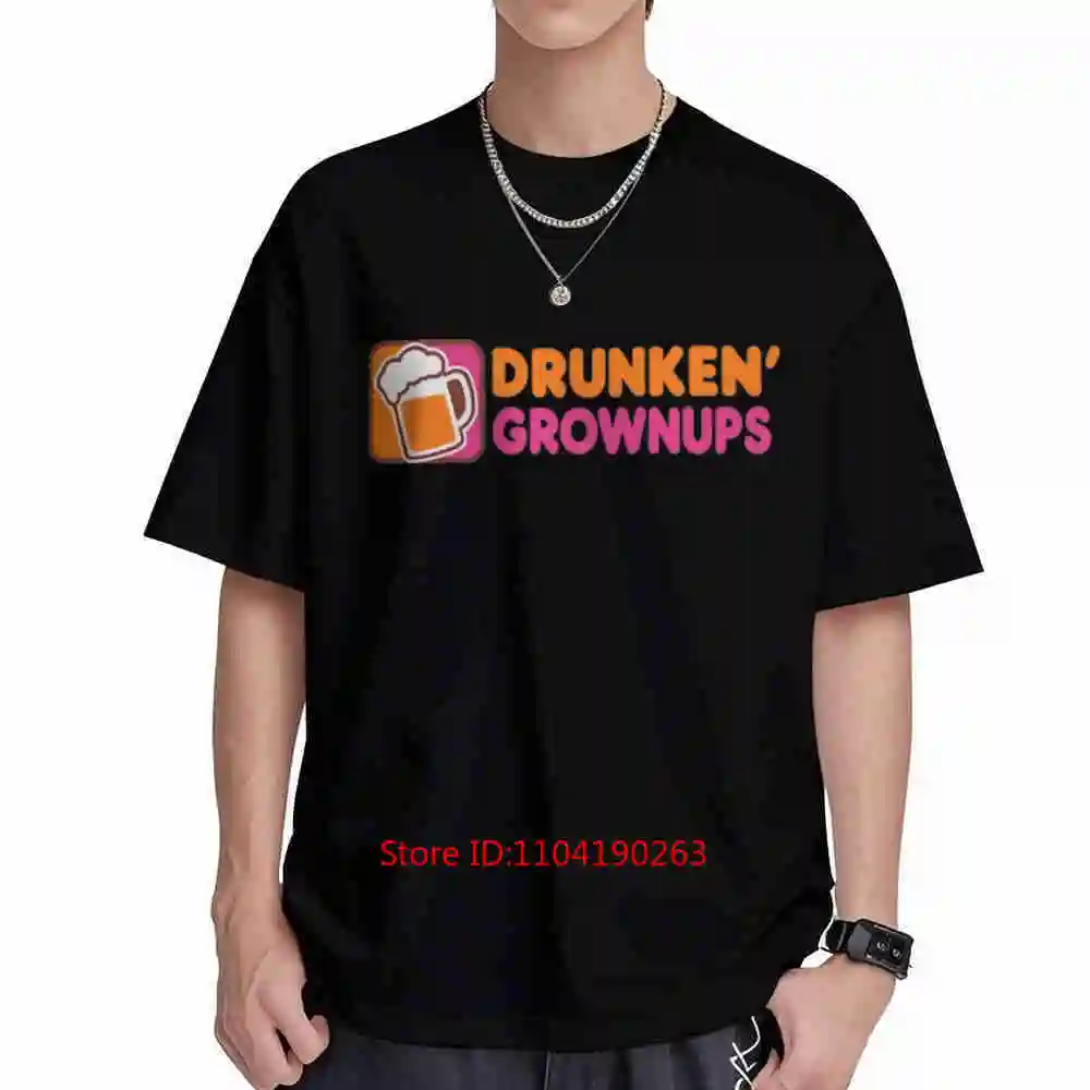 Drunken Grownups Drinking Adults Beer Party Adult Humor Short Sleeve Tee 100% Cotton T-Shirt