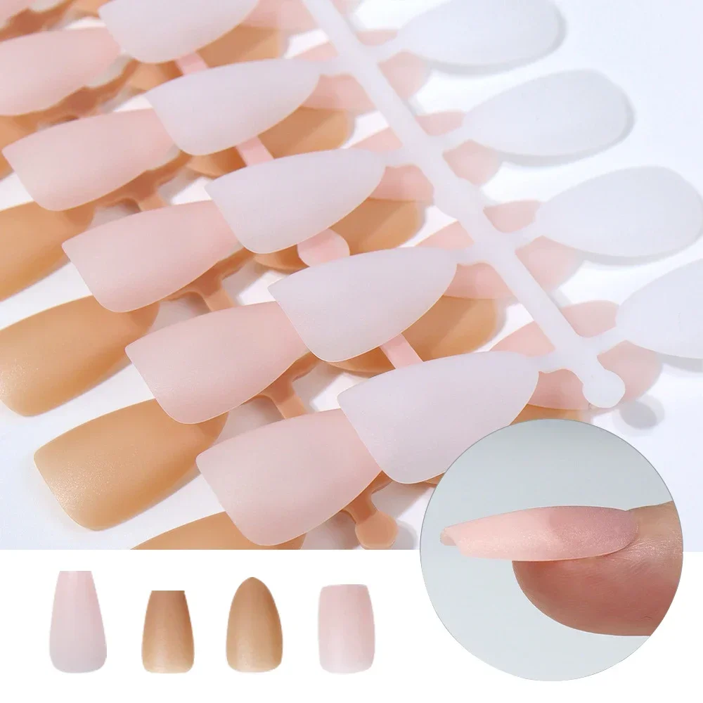 240pcs Nudes Soft Gel Nails Tips 15 Size Full Matte Almond Square Coffin Press on Nail for Women DIY Home Extension Nail Quickly