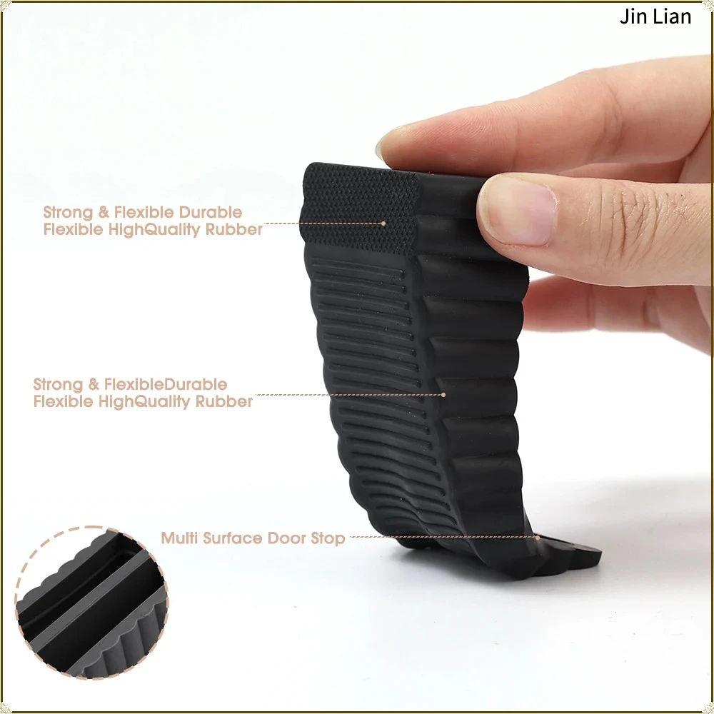 Reusable Rubber Door Plugs Safety Anti-collision Block Wedge Doorstops Door Handle For Home Office Windproof Door Rear Retainer