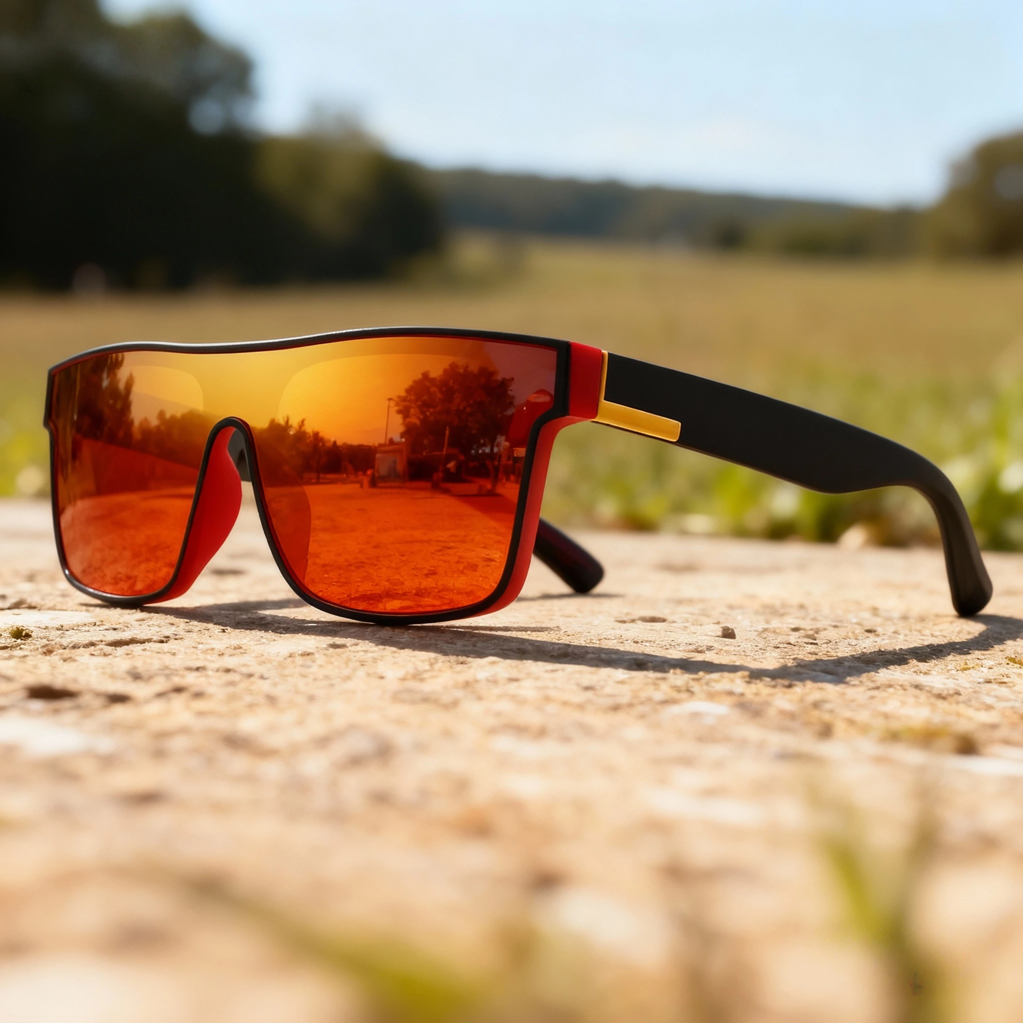 قطعتان من النظارات الشمسية المربعة العصرية الجديدة - عدسة UV400 من قطعة واحدة، للجنسين للسفر والهدايا