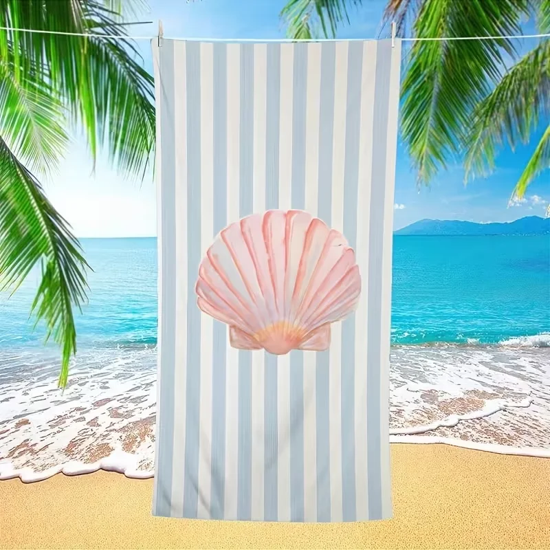Coastal Starfish Striped Beach Towel Retro Distressed Stripe Sea Star Print Soft Absorbent Quick Dry Towel for Beach Swimming