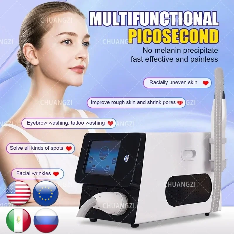 Professional Pico Eyebrow pigment removal machine Q-Switch Nd-YAG portable skin whitening device, beauty salon Carbon stripping