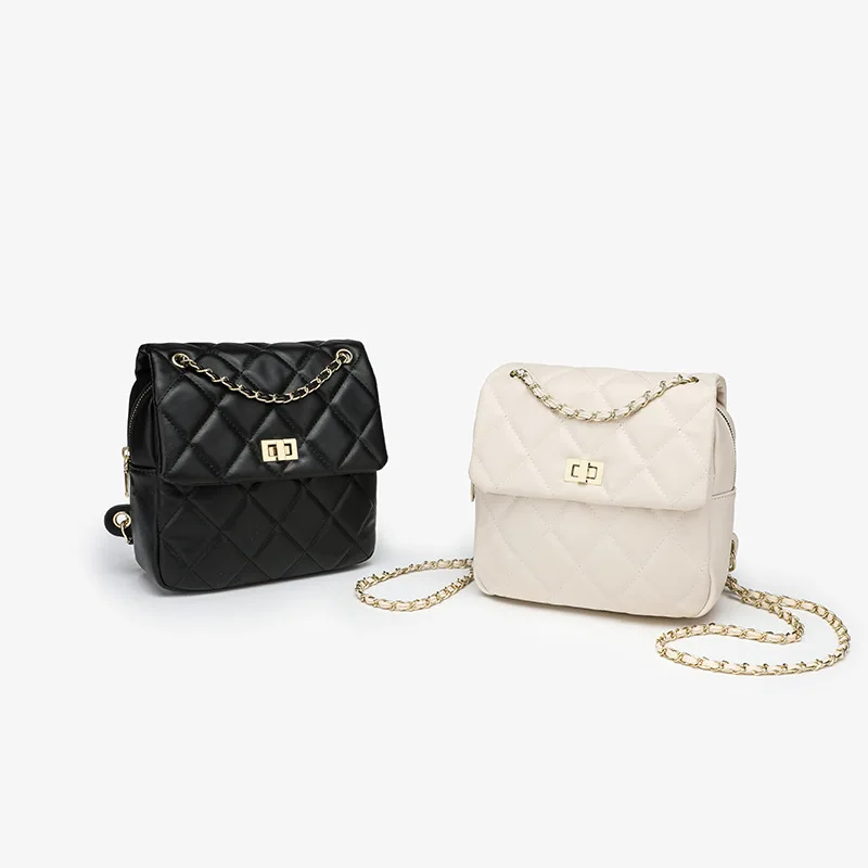 

"2025 Стеганый рюкзак через плечо с цепочкой, роскошная трансформируемая сумка на плечо, дизайнерский женский кошелек, весна-лето, универсальный для повседневного использования"