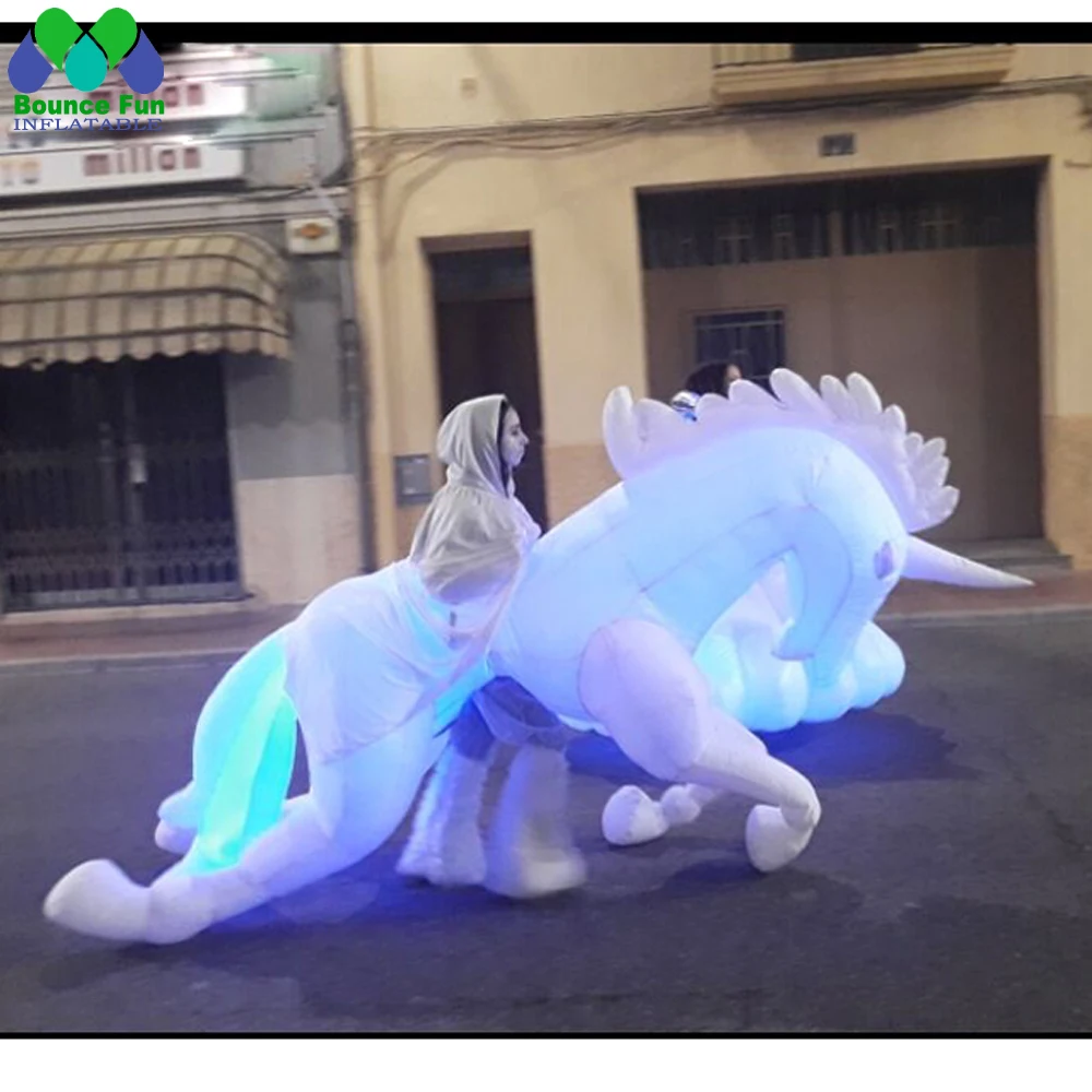 Customized Lighting Adults Walking Inflatable Unicorn Horse Costume Funny Blow Up Xmas Costume For Carnival Parade Performance